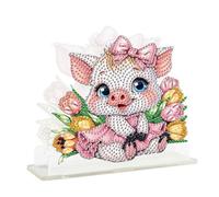 JISHSHAY Cochon Diamond Painting Porte Serviette de Table Fleur Diamant Painting Porte Serviette en Papier Peinture Diamant Porte-serviettes en Papier Bricolage Broderie Puzzle Point de Croix