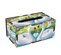 JISHSHAY Diamond Painting Boîte à Mouchoirs Cygne Diamant Painting Boite a Mouchoirs Animaux Broderie Diamant Tissue Box Diamond Art Broderie Point de Croix Puzzle Porte Serviette 22.5×12.7×10.5cm