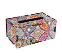 JISHSHAY Diamond Painting Boîte à Mouchoirs Mandala Diamant Painting Boite Mouchoirs Bois Mandala Broderie Diamant Tissue Box Diamond Art Point de Croix Puzzle Porte Serviette 22.5×12.7×10.5cm