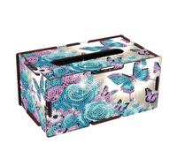 JISHSHAY Diamond Painting Boîte à Mouchoirs Papillon Diamant Painting Boite a Mouchoirs Fleur Broderie Diamant Tissue Box Diamond Art Broderie Point de Croix Puzzle Porte Serviette 22.5×12.7×10.5cm