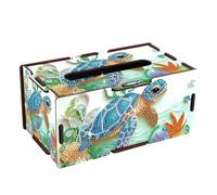 JISHSHAY Diamond Painting Boîte à Mouchoirs Tortue de Mer Diamant Painting Boite Mouchoirs Animaux Broderie Diamant Tissue Box Diamond Art Point de Croix Puzzle Porte Serviette 22.5×12.7×10.5cm