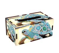 JISHSHAY Diamond Painting Boîte à Mouchoirs Tortue de Mer Diamant Painting Boite Mouchoirs Bois Animaux Broderie Diamant Tissue Box Diamond Art Point de Croix Puzzle Porte Serviette 22.5×12.7×10.5cm
