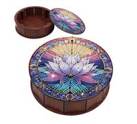 JISHSHAY Diamond Painting Boîte de Rangement Lotus Peinture Diamant Painting Diamond Art Boite de Rangement Fleur Broderie Diamant Snack Box Bricolage Point de Croix Candy Box 19.8×5.7cm