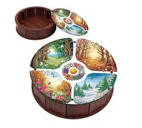 JISHSHAY Diamond Painting Boîte Rangement Printemps Été Automne Hiver Peinture Diamant Painting Diamond Art Boite de Rangement Broderie Diamant Snack Box Bricolage Point de Croix Candy Box 19.8×5.7cm