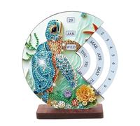JISHSHAY Diamond Painting Calendrier Tortue de Mer Peinture Diamant Painting Diamond Art Calendrier Perpetuel Animaux Broderie Diamant Calendar Bricolage Décoration de Table Puzzle Ornement de Bureau