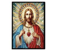 JISHSHAY Diamond Painting Carnet de Notes Jésus Diamant Painting Cahier Feuille Blanche Jésus Broderie Diamant Bloc Note Bricolage Adulte Journal Kit Broderie Carnet A5 Point de Croix Notebook