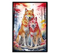 JISHSHAY Diamond Painting Carnet de Notes Loup Diamant Painting Cahier Feuille Blanche Animal Broderie Diamant Bloc Note Bricolage Adulte Journal Kit Broderie Carnet Point de Croix Notebook A5