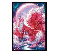 JISHSHAY Diamond Painting Carnet de Notes Renard à Neuf Queues Diamant Painting Cahier Feuille Blanche Broderie Diamant Bloc Note Bricolage Adulte Journal Kit Broderie Carnet Point de Croix Notebook