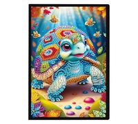 JISHSHAY Diamond Painting Carnet de Notes Tortue de Mer Diamant Painting Cahier Feuille Blanche Animal Broderie Diamant Bloc Note Bricolage Adulte Journal Kit Broderie Carnet Point de Croix Notebook