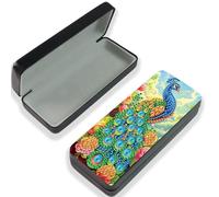 JISHSHAY Diamond Painting Etui Lunette Paon Diamant Painting Boite a Lunette Peinture au Diamant Glasses Case Animal Bricolage Adulte Kit Broderie Point de Croix Puzzle Adulte Sunglasses Case