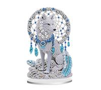 JISHSHAY Diamond Painting Ornement de Table Diamant Painting Décoration de Table Peinture Diamant Ornement de Bureau Diamond-painting Sur Socle Point de Croix Broderie Puzzle Loup Attrape Reve