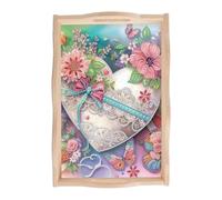 JISHSHAY Diamond Painting Plateau de Service Cœur Diamant Painting Plateau Repas Fleur Broderie Diamant Plat de Service Diamond Art Point de Croix Kit Broderie Serving Tray avec Poignées 20×30cm