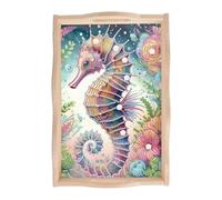 JISHSHAY Diamond Painting Plateau de Service Hippocampe Diamant Painting Plateau Repas Broderie Diamant Plat de Service Diamond Art Point de Croix Kit Broderie Serving Tray avec Poignées 20×30cm