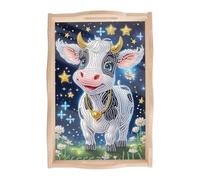 JISHSHAY Diamond Painting Plateau de Service Taureau Diamant Painting Plateau Repas Taureau Broderie Diamant Plat de Service Diamond Art Point de Croix Kit Broderie Serving Tray avec Poignées 20×30cm