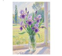 JISHSHAY Diamond Painting Rond Fleur Iris Diamant Painting Perles Rondes Fleur-de-Lis Peinture Diamant Bricolage Adulte Kit Broderie Puzzle Adulte Point de Croix Canevas Kit Complet 30×40cm