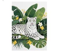 JISHSHAY Diamond Painting Rond Léopard Blanc Jungle Diamant Painting Perles Rondes Animaux Peinture Diamant Bricolage Adulte Broderie Puzzle Adulte Point de Croix Canevas Kit Complet 30×40 cm