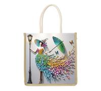 JISHSHAY Diamond Painting Sac Fourre Tout Belle Femme Diamant Painting Sac Courses Broderie Diamant Cabas Diamond Art Cabas de Plage Broderie Panier Courses Puzzle Point de Croix Tote Bag 26×26.5cm