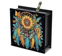 JISHSHAY Diamond Painting Tirelire Attrape Rêves Diamant Painting Tirelire Broderie Diamant Boite Economie Diamond Art Economie Argent Point de Croix Piggy Bank Money Saving Box 14.9×14.9×5.4cm