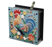 JISHSHAY Diamond Painting Tirelire Coq Diamant Painting Tirelire Coq Broderie Diamant Boite Economie Diamond Art Economie Argent Point de Croix Piggy Bank Money Saving Box 14.9×14.9×5.4cm