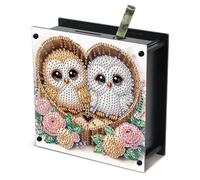 JISHSHAY Diamond Painting Tirelire Hibou Diamant Painting Tirelire Animal Broderie Diamant Boite Economie Diamond Art Economie Argent Point de Croix Piggy Bank Money Saving Box 14.9×14.9×5.4cm