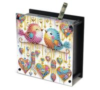 JISHSHAY Diamond Painting Tirelire Oiseaux Diamant Painting Tirelire Oiseaux Broderie Diamant Boite Economie Diamond Art Economie Argent Point de Croix Piggy Bank Money Saving Box 14.9×14.9×5.4cm
