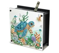 JISHSHAY Diamond Painting Tirelire Tortue de Mer Diamant Painting Tirelire Broderie Diamant Boite Economie Diamond Art Economie Argent Point de Croix Piggy Bank Money Saving Box 14.9×14.9×5.4cm