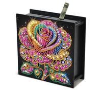 JISHSHAY Fleur Diamond Painting Tirelire Fleur Diamant Painting Tirelire Broderie Diamant Boite Economie Diamond Art Economie Argent Point de Croix Piggy Bank Money Saving Box 14.9×14.9×5.4cm