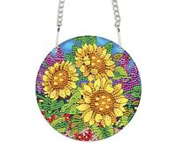 JISHSHAY Fleur Tournesol Diamond Painting Pendentif Diamant Painting Suspension Broderie Diamant Carillon à Vent Puzzle Adulte Suspendu Bricolage Adulte Guirlande Point de Croix Hanging Fenêtre Décor