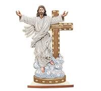 JISHSHAY Jésus Diamond Painting Ornement Sur Socle Adulte Diamant Painting Ornement de Table Broderie Diamant Ornement de Bureau Peinture Diamant Décoration de Table Canevas Diamant Special Shaped
