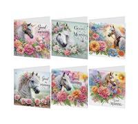 JISHSHAY Lot de 6 Diamond Painting Carte Anniversaire Cheval Diamant Painting Carte de Voeux Animaux Broderie Diamant Birthday Card Diamond Art Puzzle Adulte Point de Croix Greeting Cards