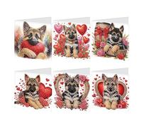 JISHSHAY Lot de 6 Diamond Painting Carte Anniversaire Chien Diamant Painting Carte de Voeux Animaux Broderie Diamant Birthday Card Diamond Art Chien Puzzle Adulte Point de Croix Greeting Cards