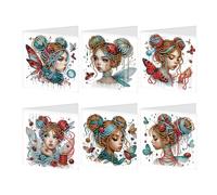 JISHSHAY Lot de 6 Diamond Painting Carte Anniversaire Elfe Fée Diamant Painting Carte de Voeux Coccinelle Tableau Diamant Birthday Card Diamond Art Puzzle Adulte Point de Croix Greeting Cards