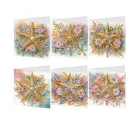 JISHSHAY Lot de 6 Diamond Painting Carte Anniversaire Étoile Diamant Painting Carte de Voeux Fleur Tableau Diamant Birthday Card Diamond Art Puzzle Adulte Point de Croix Greeting Cards