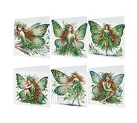 JISHSHAY Lot de 6 Diamond Painting Carte Anniversaire Fée Diamant Painting Carte de Voeux Elfe Tableau Diamant Birthday Card Diamond Art Puzzle Adulte Point de Croix Greeting Cards