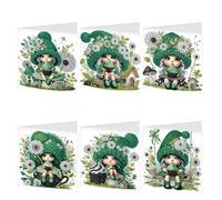 JISHSHAY Lot de 6 Diamond Painting Carte Anniversaire Fée Diamant Painting Carte de Voeux Elfe Tableau Diamant Birthday Card Elf Diamond Art Fée Puzzle Adulte Point de Croix Greeting Cards