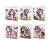 JISHSHAY Lot de 6 Diamond Painting Carte Anniversaire Licorne Diamant Painting Carte de Voeux Animaux Broderie Diamant Birthday Card Animaux Diamond Art Puzzle Adulte Point de Croix Greeting Cards