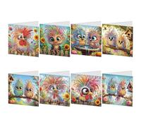 JISHSHAY Lot de 8 Diamond Painting Carte Anniversaire Oiseaux Diamant Painting Carte de Voeux Animaux Broderie Diamant Birthday Card Diamond Art Puzzle Adulte Point de Croix Greeting Cards