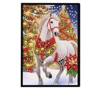 JISHSHAY Noël Diamond Painting Carnet de Notes Sapin de Noel Diamant Painting Bloc Note Feuille Blanche Cheval Broderie Diamant Cahier Bricolage Adulte Notebook Broderie Carnet Point de Croix Journal
