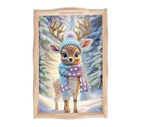 JISHSHAY Noël Diamond Painting Plateau de Service Renne Diamant Painting Plateau Repas Christmas Broderie Diamant Plat de Service Diamond Art Point de Croix Kit Broderie Serving Tray avec Poignées