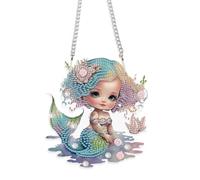 JISHSHAY Sirène Diamond Painting Pendentif Diamant Painting Suspension Broderie Diamant Carillon à Vent Puzzle Adulte Suspendu Bricolage Adulte Hanging Point de Croix Guirlande Plaque de Porte