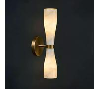 JISHUBO Applique murale à éclairage par le haut et par le bas, style minimaliste français, applique murale câblée en albâtre naturel, luminaires muraux pour restaurant, balcon ou salon