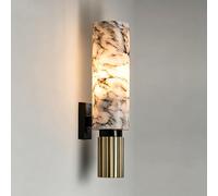 JISHUBO Applique murale cylindrique en pierre à culot E26, câblée, style nordique, en albâtre, avec applique murale en marbre naturel pour salle de bain, idéale pour les restaurants, chambres et salon