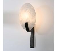 JISHUBO Applique murale de style minimaliste nordique, ampoule E14, lampe murale en métal, applique murale en albâtre naturel, luminaires muraux pour escalier, salon, restaurant, cuisine