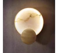 JISHUBO Applique murale en albâtre, applique murale LED à lumière chaude effet marbre naturel, lampe murale d'intérieur câblée en fer doré, luminaires muraux pour couloir, salon, escalier, balcon