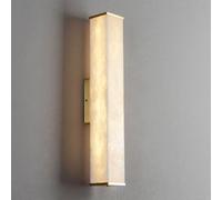 JISHUBO Applique murale en albâtre de 40 cm (15,7 pouces), style minimaliste nordique, applique intérieure en marbre naturel doré, luminaire mural pour restaurant, salon ou chambre.