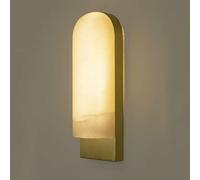 JISHUBO Applique murale en albâtre naturel, applique murale LED câblée, applique murale moderne en cuivre de style industriel, luminaires muraux pour chambre, salon, restaurant