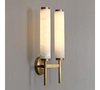 JISHUBO Applique murale moderne en marbre, applique murale en albâtre naturel, douille E14, câblée en cuivre, luminaires muraux pour salon, escalier, restaurant, chambre à coucher