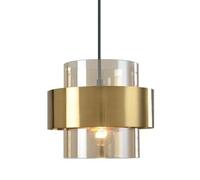 JISHUBO Luminaires de plafond à vis E27, lustre de style minimaliste nordique, lampe suspendue cylindrique créative en verre métallique, lampe suspendue de décoration de chevet d'hôtel au sommet du ba