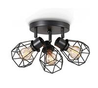 JISHUBO Plafonnier en Fer forgé de Style rétro, plafonnier tête E273, Lustre Semi-encastré au Plafond, Lampes décoratives au Plafond, plafonniers à économie d'énergie pour Restaurants et Bars