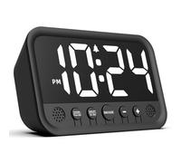 Jisile Réveil Numérique avec Grands Chiffres, Horloge Numérique avec écran LED, Luminosité et Volume Réglables, Snooze, 12/24HR, Horloge Numérique Fonctionne sur Secteur